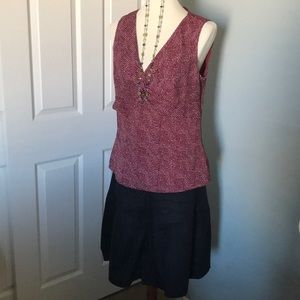 🎉🌟SALE! 💋 Loft. Red Print Sleeveless Top